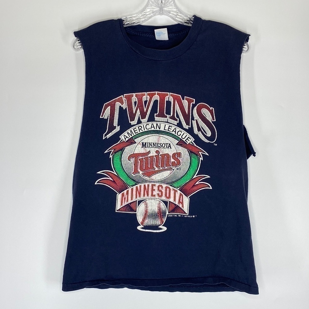 Vintage Logo 7 Minnesota Twins Cutoff Tshirt 1992 Medium